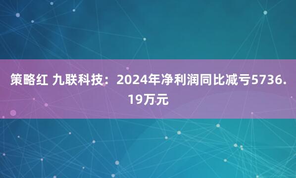 策略红 九联科技：2024年净利润同比减亏5736.19万元